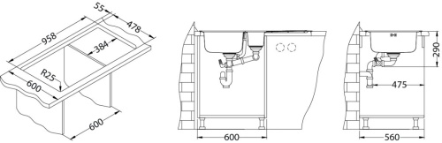 Мойка для кухни Alveus LINE MAXIM 10-SAT 980x500 1089610