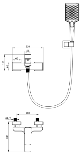 Смеситель для ванны Oliveeka OL-639003A-BGM