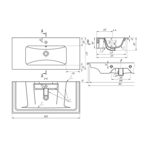 Умывальник Caprigo Эйфория-100