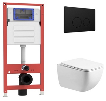 Комплект Oliveeka инсталляция OL-MQ-003 с унитазом OL-1216 и кнопкой OL-R22-MB