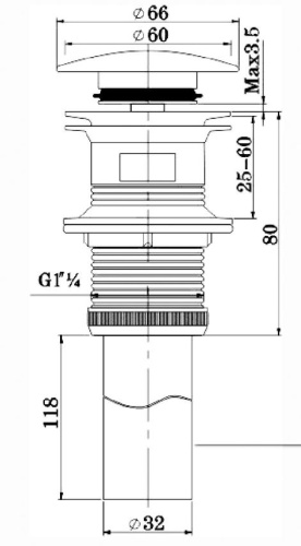 Донный клапан для раковины Vincea Solid Surface DBS-616MB без перелива