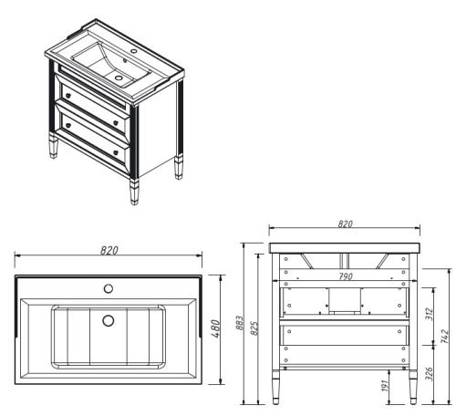 Тумба напольная Caprigo Albion Concept 80 34015-SF028