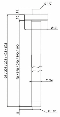 Кронштейн потолочный 30 см Remer 347N30NO, черный матовый