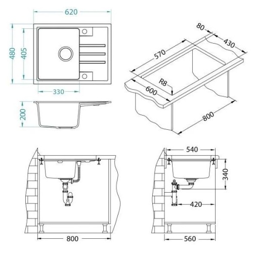 Мойка для кухни Alveus LUXAL 30L 1000x600 левая(S) 1149980