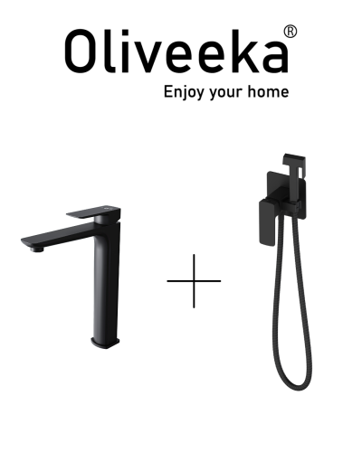 Гигиенический душ со смесителем Oliveeka OL-829003+239003-MB, черный матовый