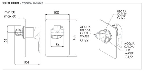 Смеситель для душа Remer Infinity I30BO, белый матовый