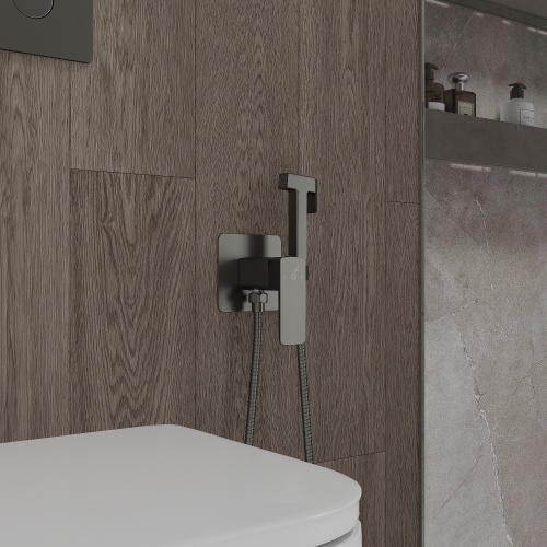 Гигиенический душ со смесителем Oliveeka OL-829003+239003-BGM, матовый оружейный металл