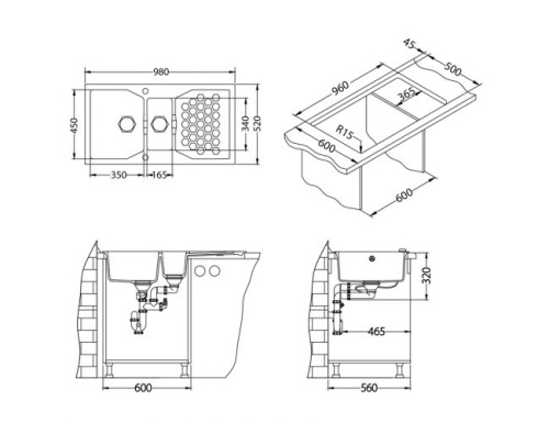 Мойка для кухни Alveus SENSUAL 70 Granital+ STEEL-G04M 980x520 1108025