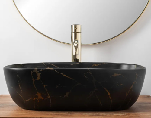 Умывальник Rea Belinda Black Marble matt U8908