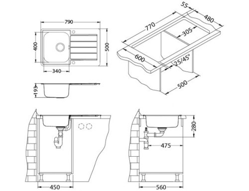 Мойка для кухни Alveus LINE MAXIM 50 SAT 90 610x500 1085946