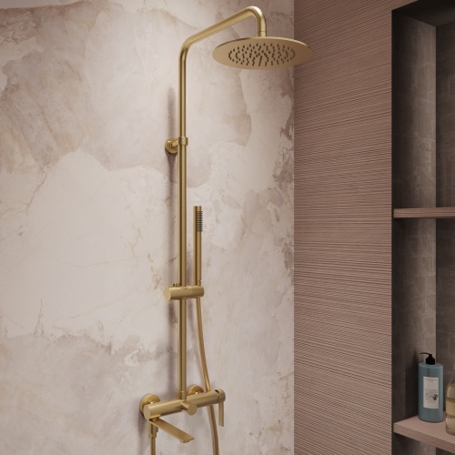 Душевая стойка Vincea Linea VSFS-4LN1BG с изливом, брашированное золото