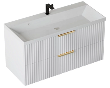 Тумба подвесная Vela Волна 80П под Classica (белый мат) золото хекси TU5873