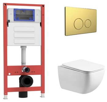 Комплект Oliveeka инсталляция OL-MQ-003 с унитазом OL-1216 и кнопкой OL-R22-BG