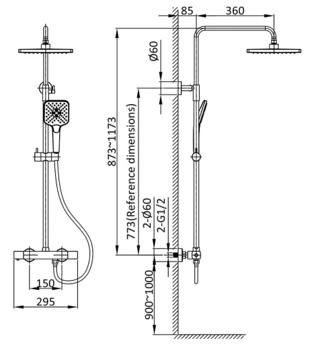 Душевая система Vincea Next VSFS-1N0TGM