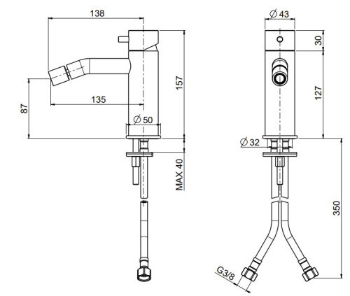 Смеситель для биде QuadroDesign Source 1235AS