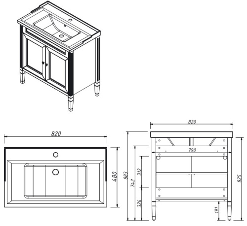 Тумба напольная Caprigo Albion Concept 80 34012-SF04 Тумба напольная Caprigo Albion Concept 80 34012-SF04