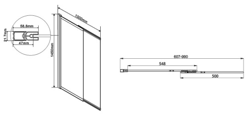 Душевая шторка на ванну Vincea VSB-1E100CLBN