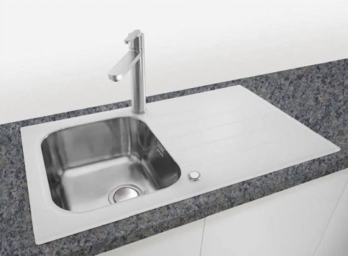 Мойка для кухни Alveus GLASSIX UP 10 RAL9005-90 (белый цвет) 860x500 1123819