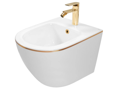 Биде подвесное Rea Carlo Mini White Gold Edge C6990