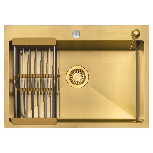 Комплект Arfeka Eco AR мойка 700*500, коландер, дозатор gold