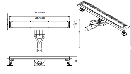 Трап для душа CeramaLux CL6138G-80