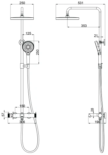 Душевая система Vincea Rim VSFS-2RM1CH