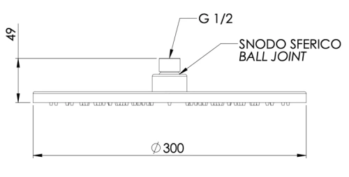Верхний душ с шарнирным соединением 30 см Remer 359MM30RPX, медь брашированная