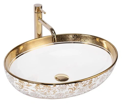 Умывальник Rea Margot white gold U9650