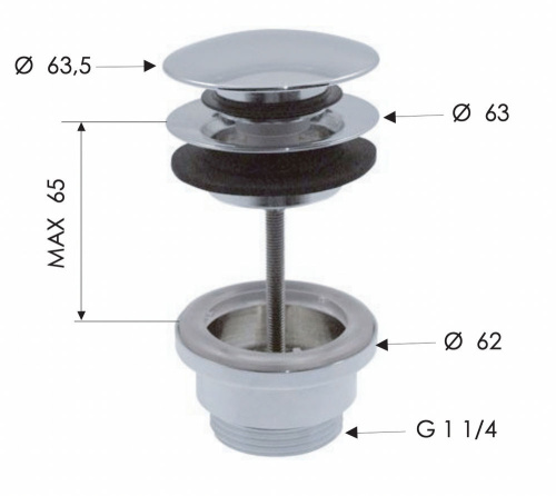Донный клапан универсальный 1”1/4 Remer 905CCR114