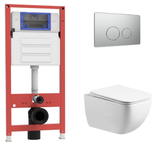 Комплект Oliveeka инсталляция OL-MQ-003 с унитазом OL-1216 и кнопкой OL-R22-BN