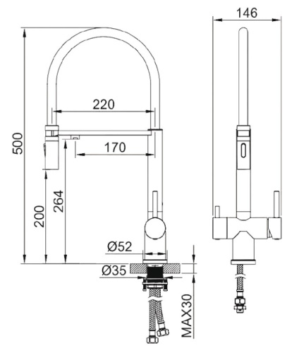 Смеситель для мойки Vivi Felice 1314 On Oro Opaco Nero