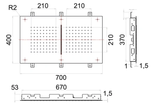 Верхний душ потолочный Remer INOX SS357SFR7040C