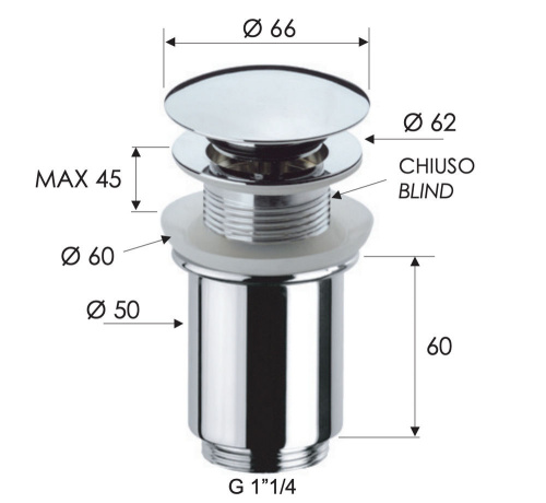 Донный клапан без перелива 1”1/4 Remer 904CC114BO, белый матовый