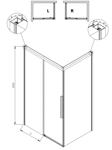 Душевой уголок Kolpa-San Libra DW 120X100-L black transparent 518460