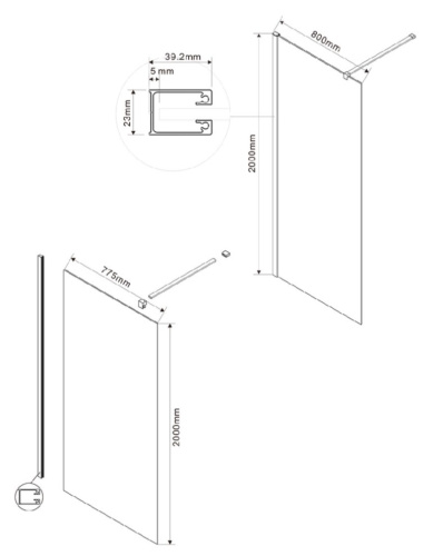Душевая стенка Vincea Walk-In VSW-1H800CG Душевая стенка Vincea Walk-In VSW-1H800CG