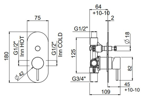 Смеситель для душа Carimali ilTondo 0-ITD4705EST-CR