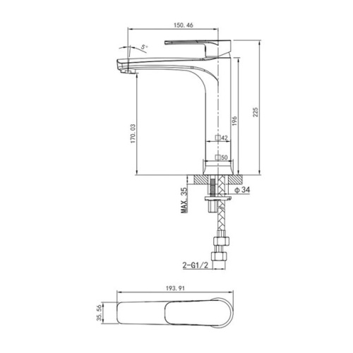 Смеситель для умывальника Caprigo Atlantic 51-023-CRM