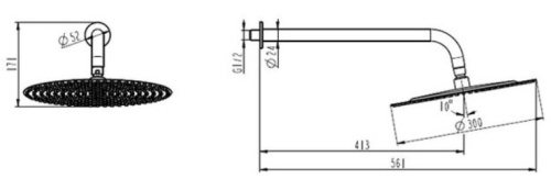 Верхний душ с кронштейном Caprigo 98-524-crm