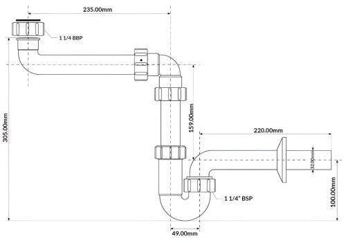 Сифон для умывальника McALPINE HC4PF-32SPS