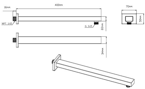 Верхний душ с держателем Vincea VSHD-41CBG Верхний душ с держателем Vincea VSHD-41CBG