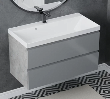 Тумба подвесная Vela Мира Лайт 100П под Classica (Бетон Чикаго/серый) TU65575