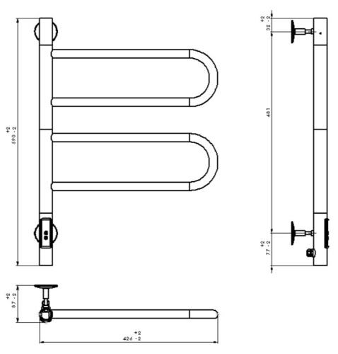 Полотенцесушитель электрический Vincea VTD-1R1CBE