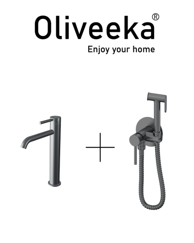 Гигиенический душ со смесителем Oliveeka OL-829902+88239017-BGM, мат.оружейный металл