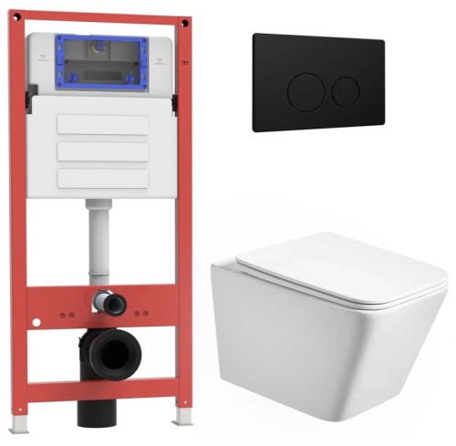 Комплект Oliveeka инсталляция OL-MQ-003 с унитазом OL-5014 и кнопкой OL-R22-MB