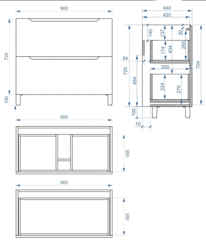 Тумба напольная Vela Верона 90Н без планки под Milen TU2708711 Тумба напольная Vela Верона 90Н без планки под Milen TU2708711