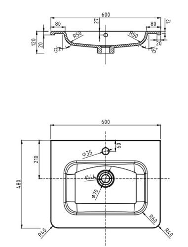 Раковина Vincea VCB-1RA600W