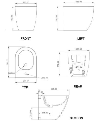 Биде приставное GSG Ceramic Design Like LKBI01000