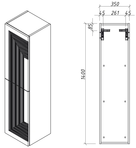 Пенал подвесной Caprigo Modo Quarta 35 35750L-SF046