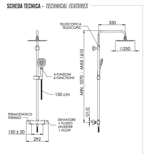 Душевая система Remer EQ32A8CPUFD25G