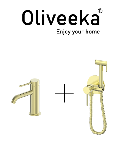 Гигиенический душ со смесителем Oliveeka OL-829902+88139017-BG, золотой матовый